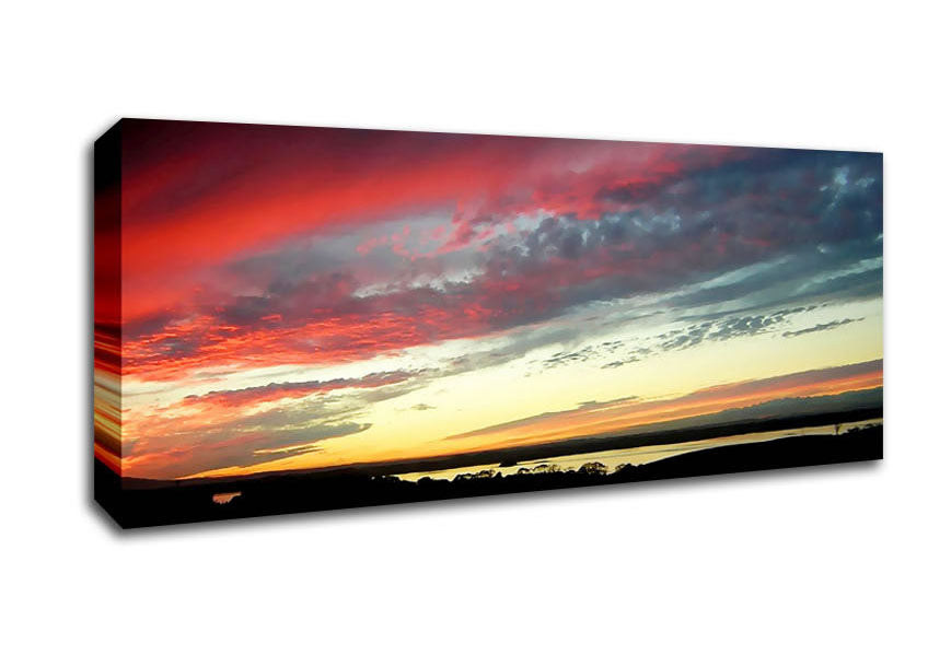 Picture of Red Sky At Night Ocean Delight Panoramic Canvas Wall Art