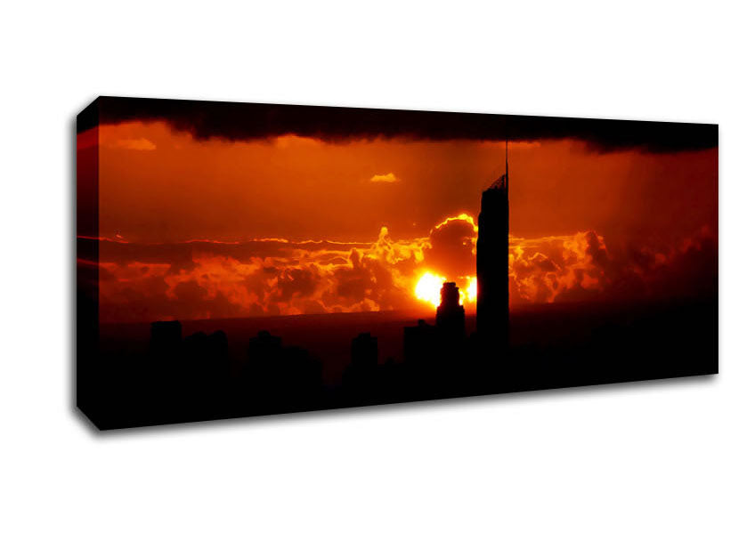 Picture of Orange City Dusk Panoramic Canvas Wall Art