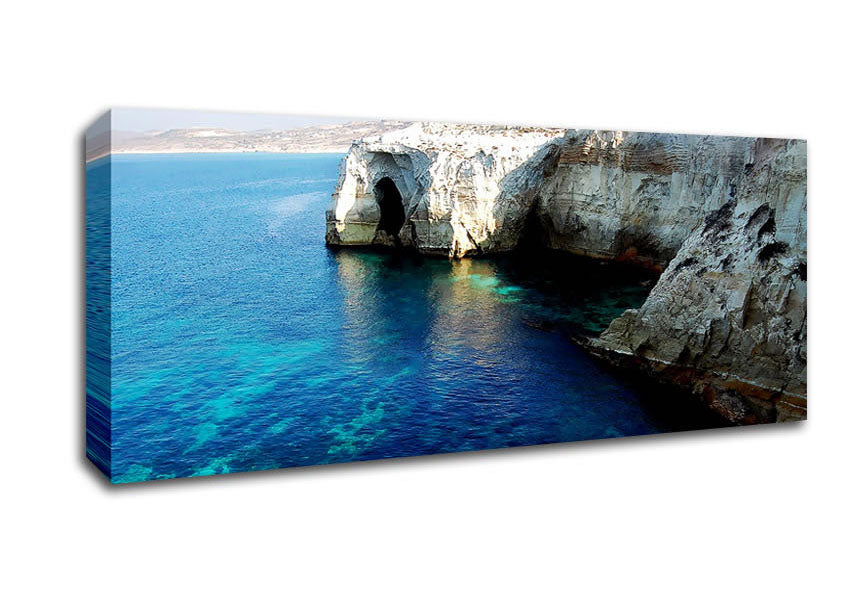 Picture of White Ocean Rocks Panoramic Canvas Wall Art