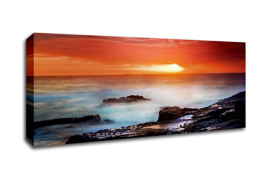 Picture of Misty Ocean Sunset Panoramic Canvas Wall Art