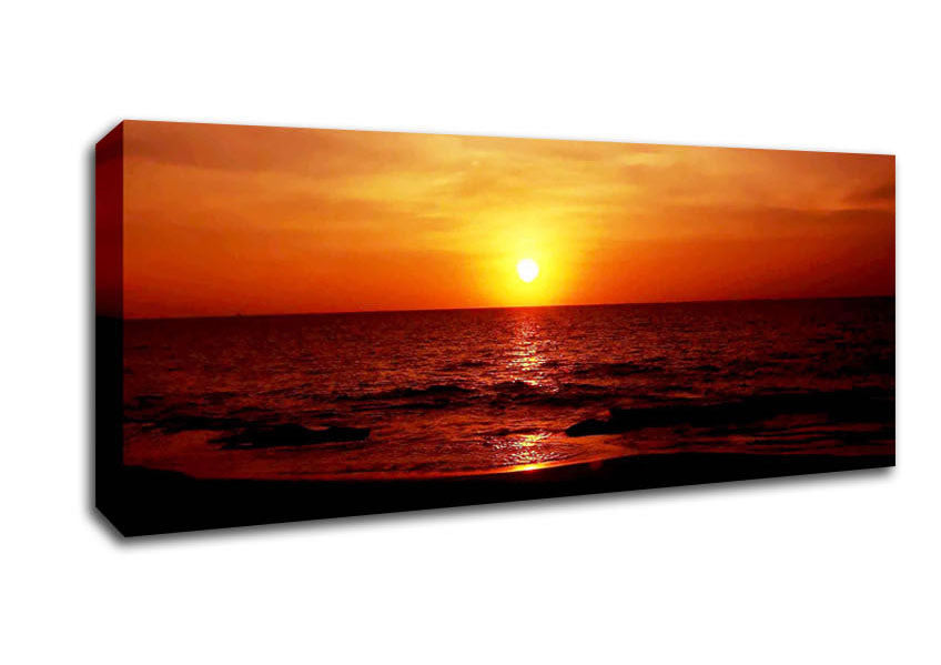 Picture of Sunset Ocean Waves Panoramic Canvas Wall Art