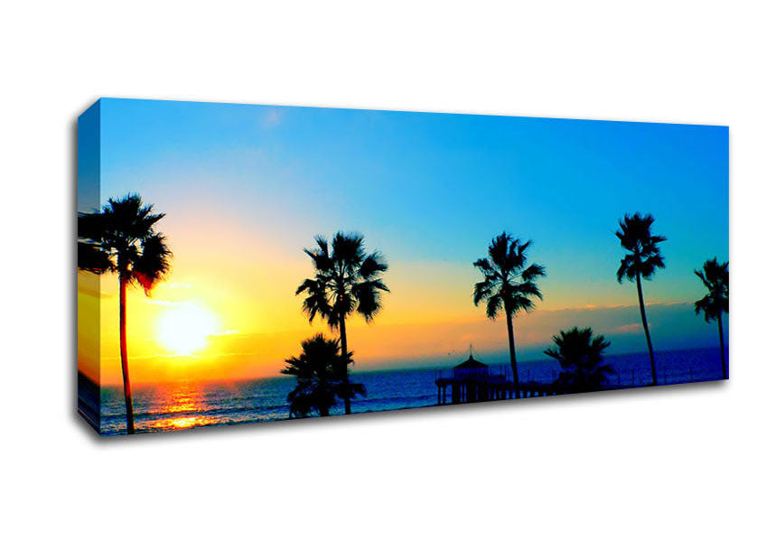 Picture of Palm Tree Parade Panoramic Canvas Wall Art