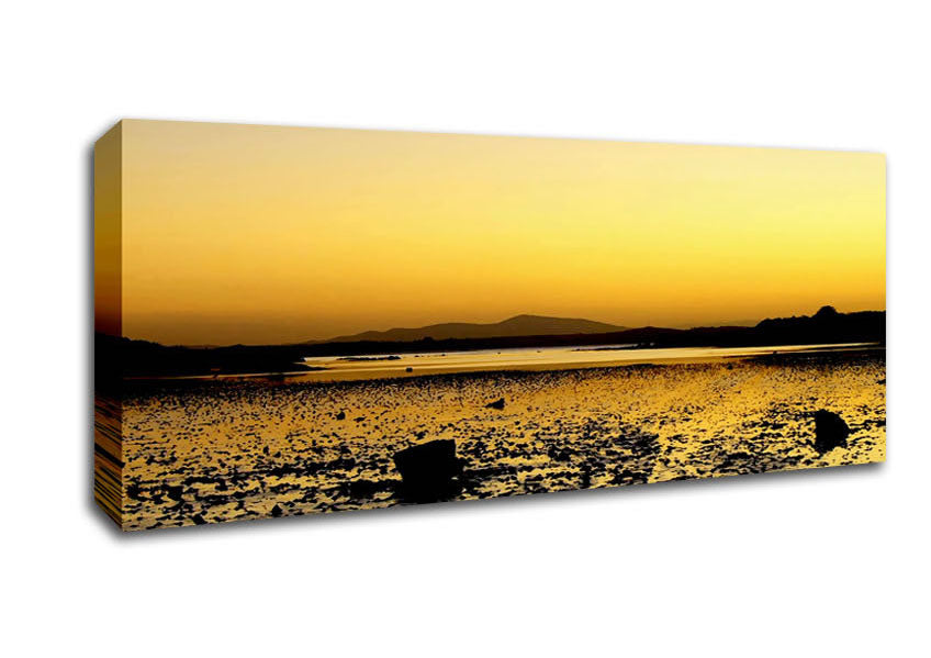 Picture of Yellow Pebble Shoreline Panoramic Canvas Wall Art