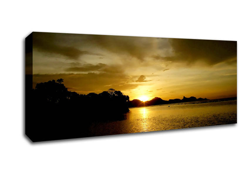 Picture of Yellow Sun Reflections Panoramic Canvas Wall Art