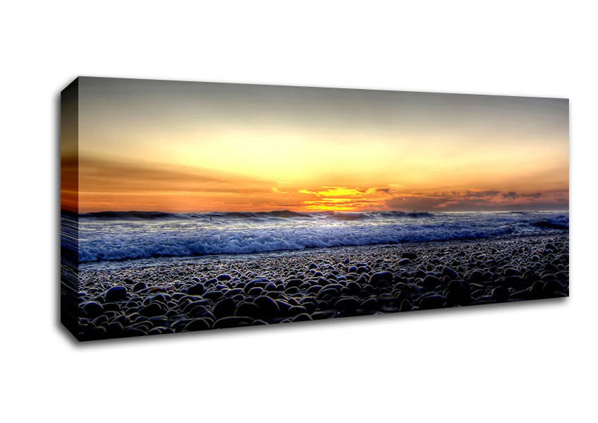 Picture of Stones On The Beach Panoramic Canvas Wall Art