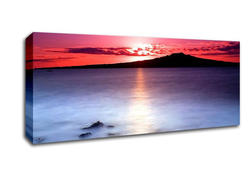 Picture of Sunset On The Tranquil Ocean Panoramic Canvas Wall Art