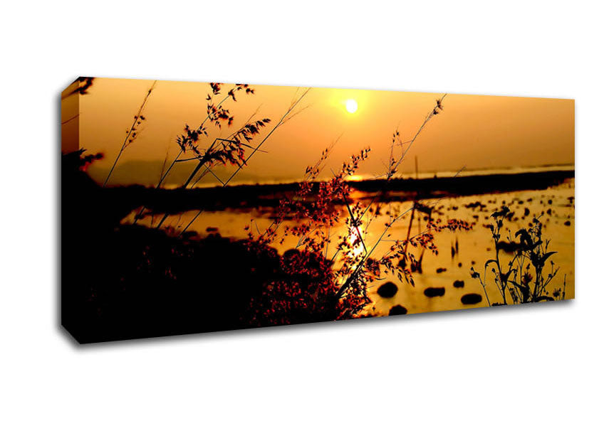 Picture of Sunset Ocean Down Panoramic Canvas Wall Art