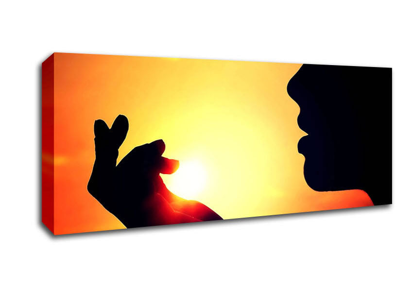 Picture of The Sun In Her Palm Panoramic Canvas Wall Art