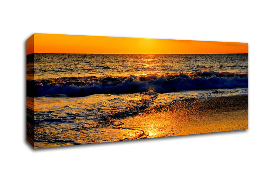 Picture of Yellow Ocean Waves Panoramic Canvas Wall Art