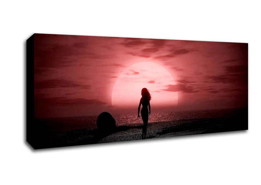 Picture of The Ocean Goddess Pink Grey Panoramic Canvas Wall Art