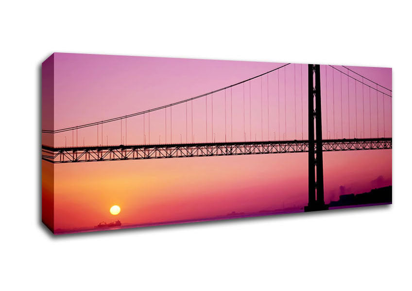 Picture of Sunset Bridge Panoramic Canvas Wall Art