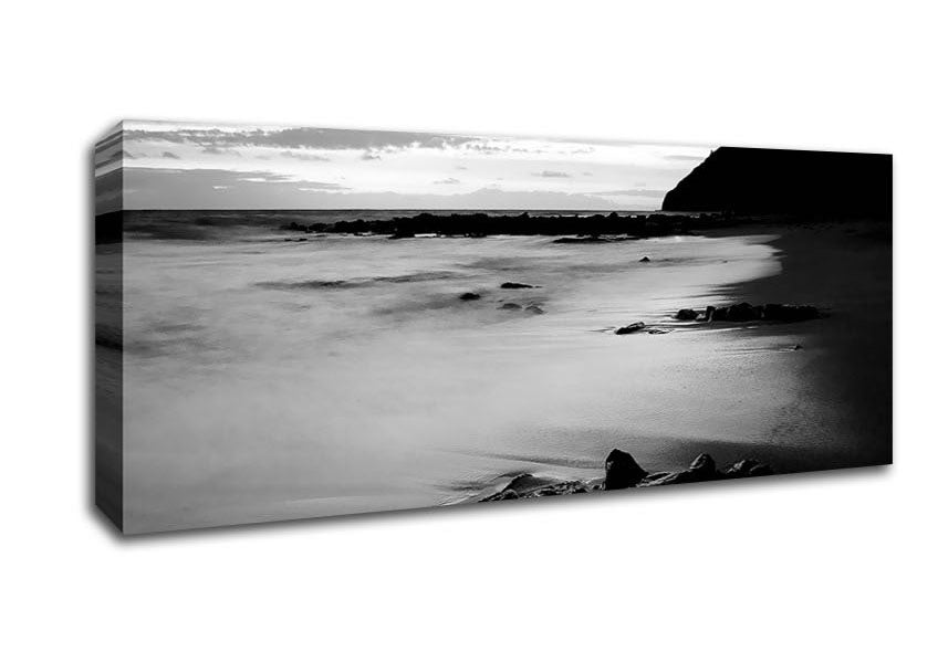 Picture of Sunset Tides B n W Panoramic Canvas Wall Art