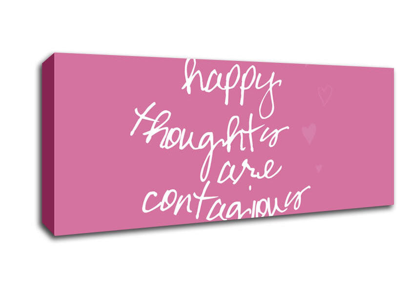 Picture of Love Quote Happy Thoughts Are Contagious Pink Panoramic Canvas Wall Art