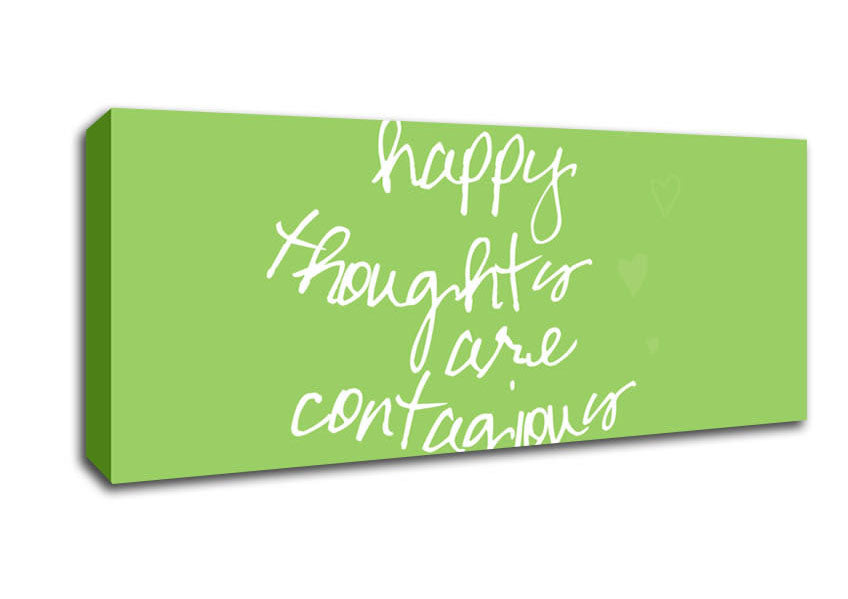 Picture of Love Quote Happy Thoughts Are Contagious Lime Green Panoramic Canvas Wall Art