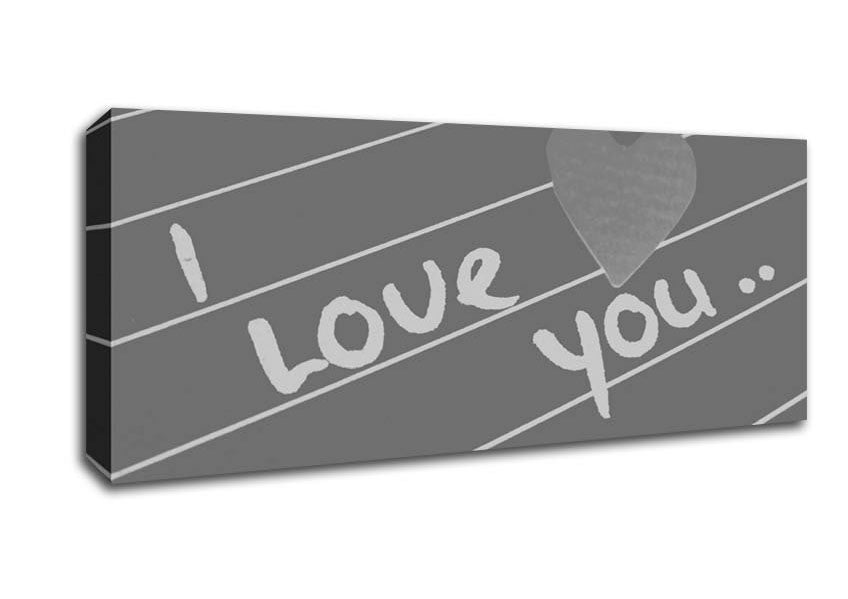 Picture of Love Quote I Love You Heart Grey Panoramic Canvas Wall Art