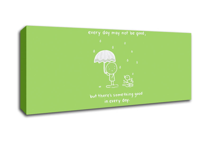 Picture of Theres Something Good In Every Day Lime Green Panoramic Canvas Wall Art