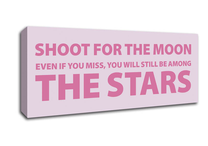 Picture of Motivational Quote Shoot For The Moon Pink Panoramic Canvas Wall Art