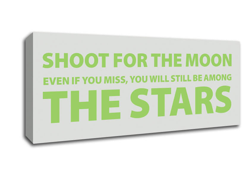 Picture of Motivational Quote Shoot For The Moon Lime Green Panoramic Canvas Wall Art