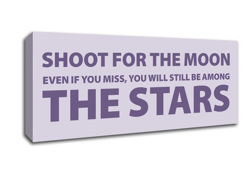 Picture of Motivational Quote Shoot For The Moon Lilac Panoramic Canvas Wall Art