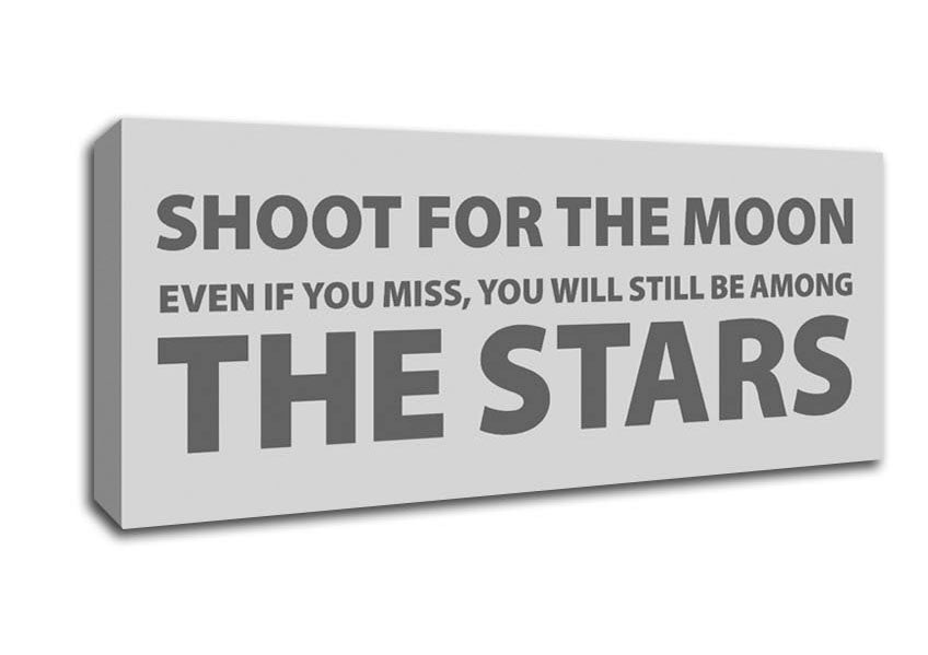 Picture of Motivational Quote Shoot For The Moon Grey Panoramic Canvas Wall Art