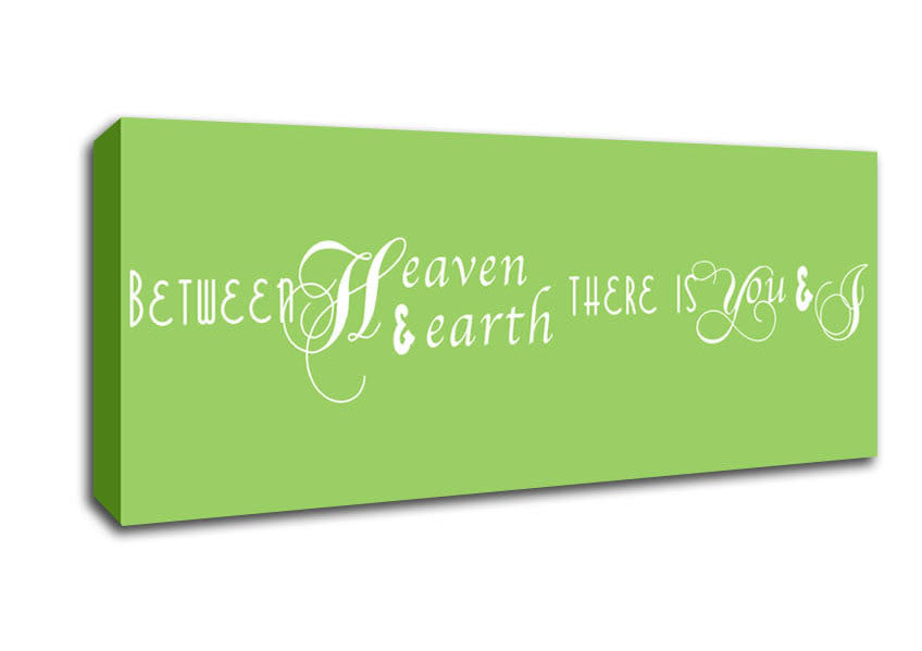 Picture of Love Quote Between Heaven And Earth Lime Green Panoramic Canvas Wall Art