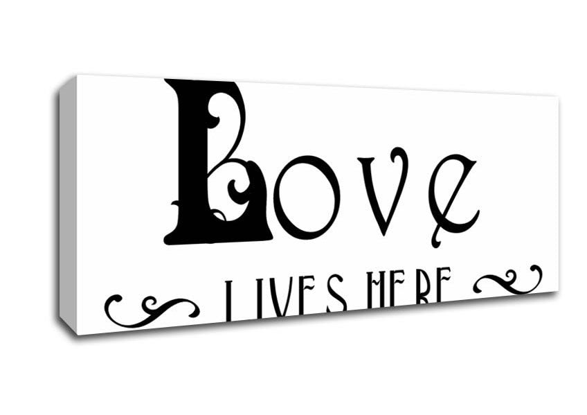 Picture of Love Quote Love Lives Here Vines Panoramic Canvas Wall Art