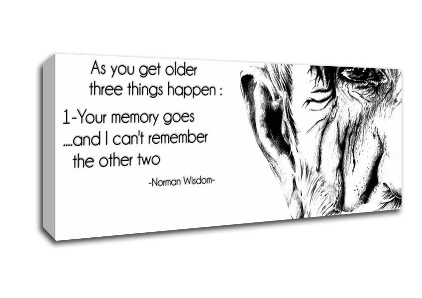 Picture of Motivational Quote Norman Wisdom As You Get Older Panoramic Canvas Wall Art