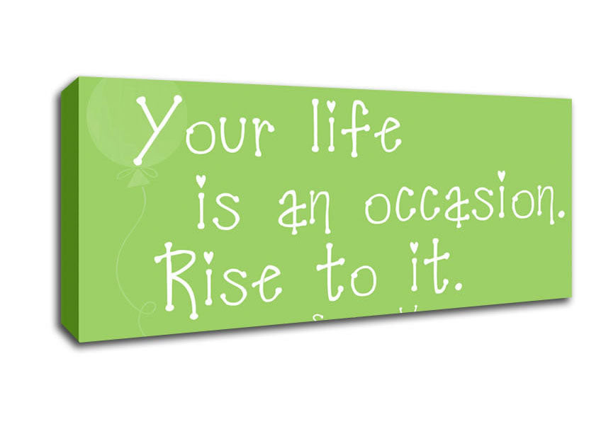 Picture of Suzanne Weyn Your Life Is An Occasion Lime Green Panoramic Canvas Wall Art