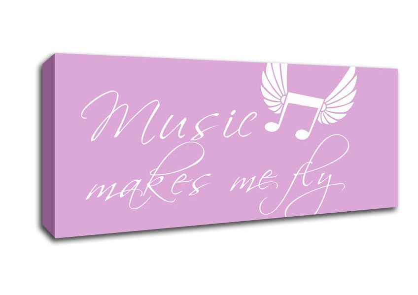 Picture of Music Makes Me Fly Pink Panoramic Canvas Wall Art