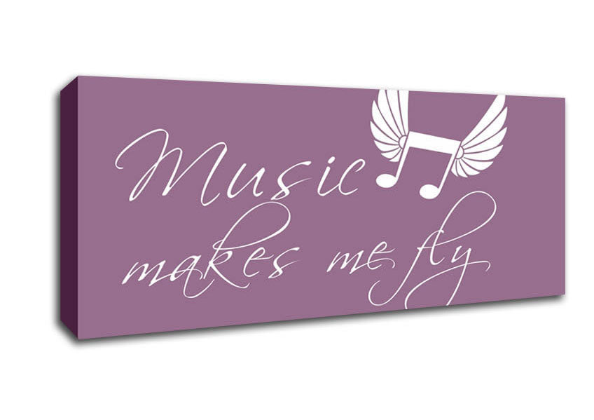 Picture of Music Makes Me Fly Dusty Pink Panoramic Canvas Wall Art