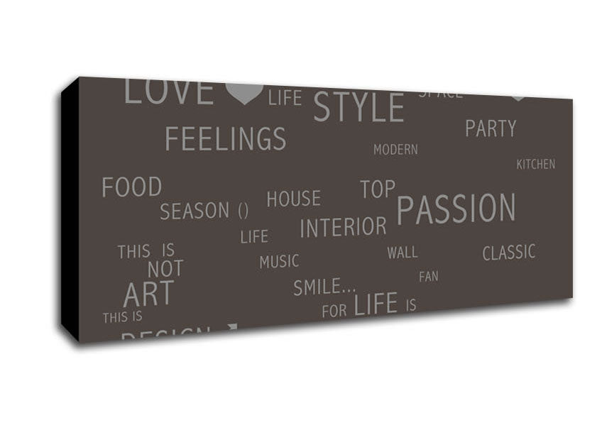 Picture of Love Quote Love Life Chocolate Panoramic Canvas Wall Art