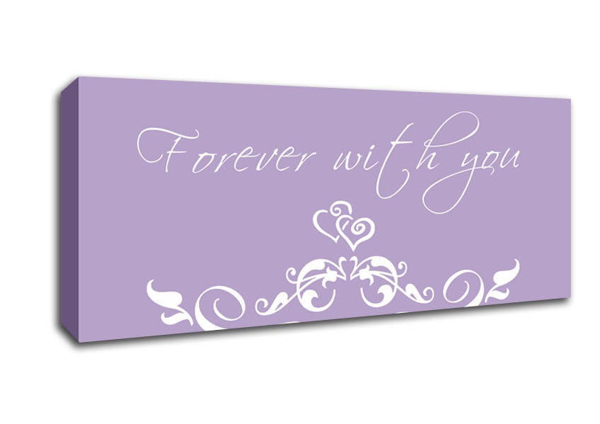 Picture of Love Quote Forever With You Lilac Panoramic Canvas Wall Art