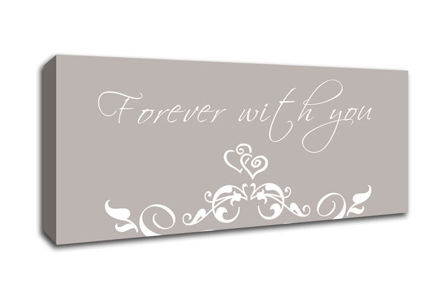 Picture of Love Quote Forever With You Beige Panoramic Canvas Wall Art