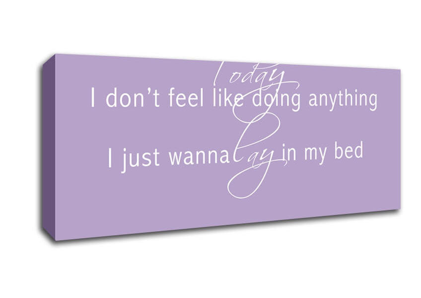 Picture of Music Quote Today I Dont Feel Like Bruno Mars Lilac Panoramic Canvas Wall Art