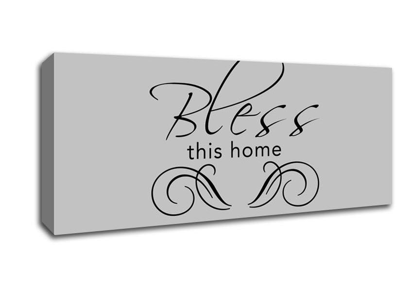 Picture of Home Quote Bless This Home Grey Panoramic Canvas Wall Art