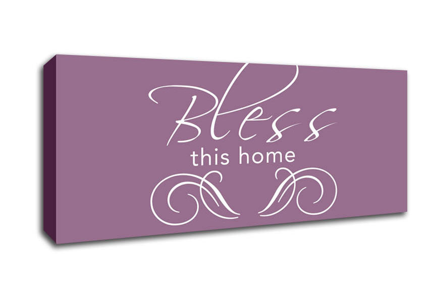 Picture of Home Quote Bless This Home Dusty Pink Panoramic Canvas Wall Art