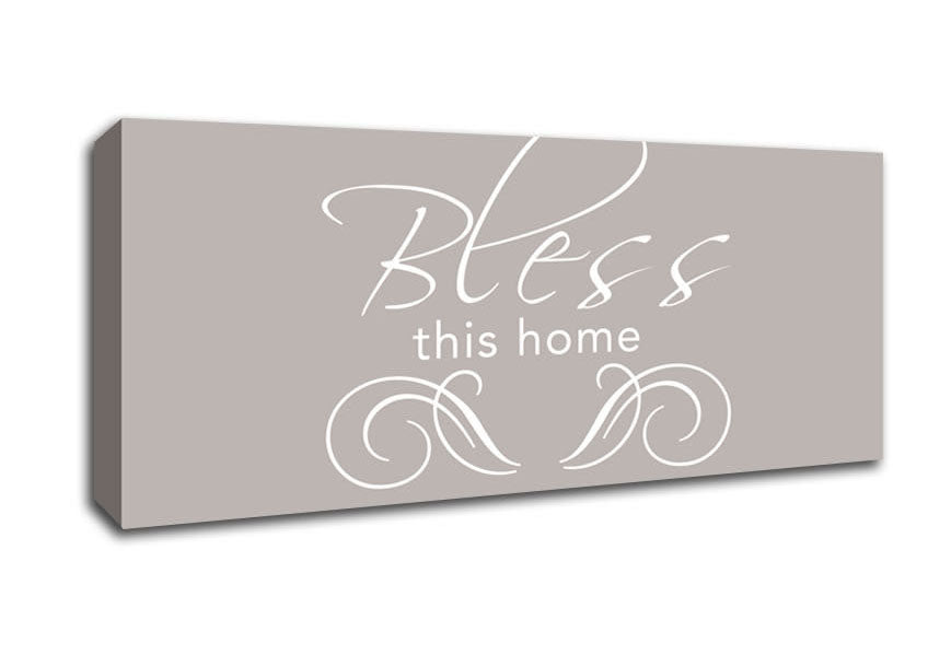 Picture of Home Quote Bless This Home Beige Panoramic Canvas Wall Art