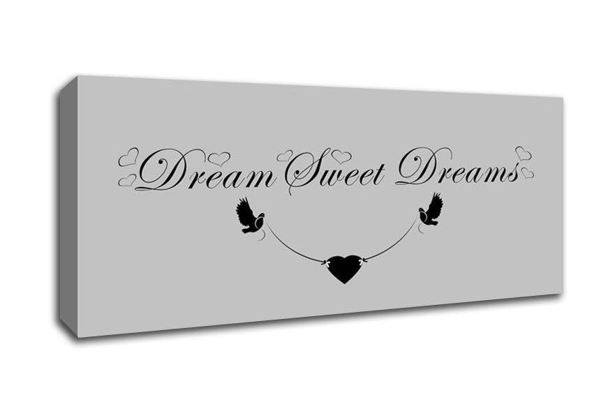 Picture of Dream Sweet Dreams Grey Panoramic Canvas Wall Art