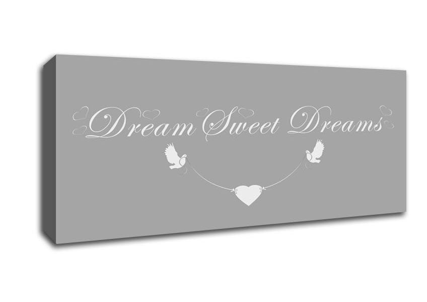 Picture of Dream Sweet Dreams Grey White Panoramic Canvas Wall Art