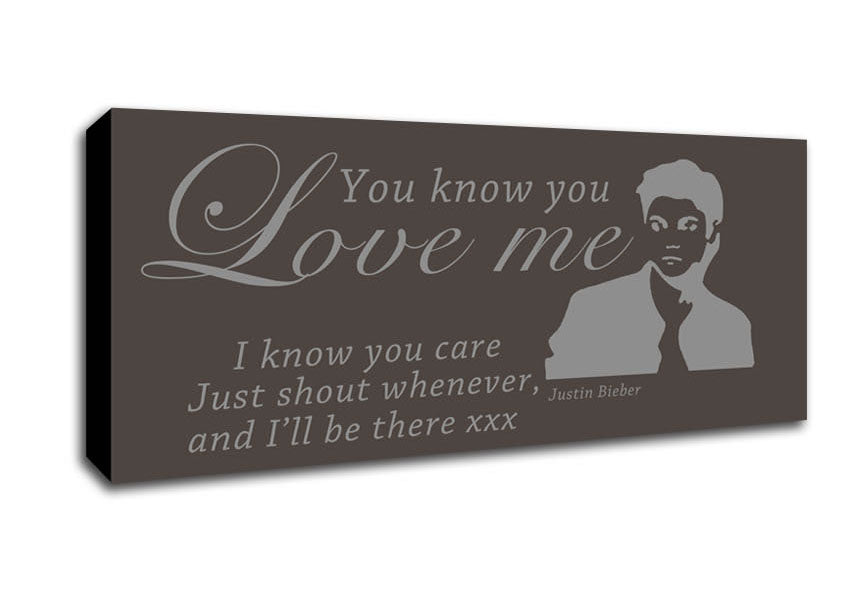 Picture of Music Quote You Know You Love Me Justin Bieber Chocolate Panoramic Canvas Wall Art
