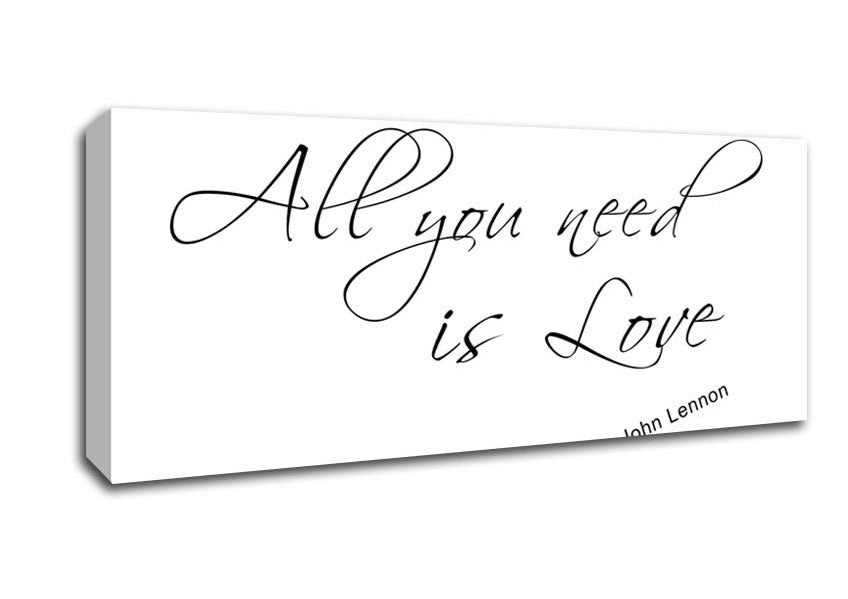 Picture of Music Quote All You Need Is Love 2 White Panoramic Canvas Wall Art