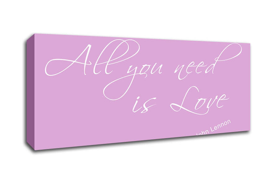 Picture of Music Quote All You Need Is Love 2 Pink Panoramic Canvas Wall Art