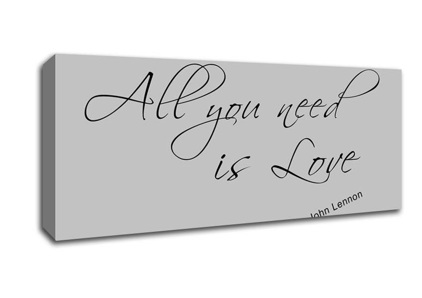 Picture of Music Quote All You Need Is Love 2 Grey Panoramic Canvas Wall Art