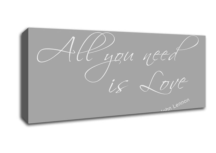 Picture of Music Quote All You Need Is Love 2 Grey White Panoramic Canvas Wall Art