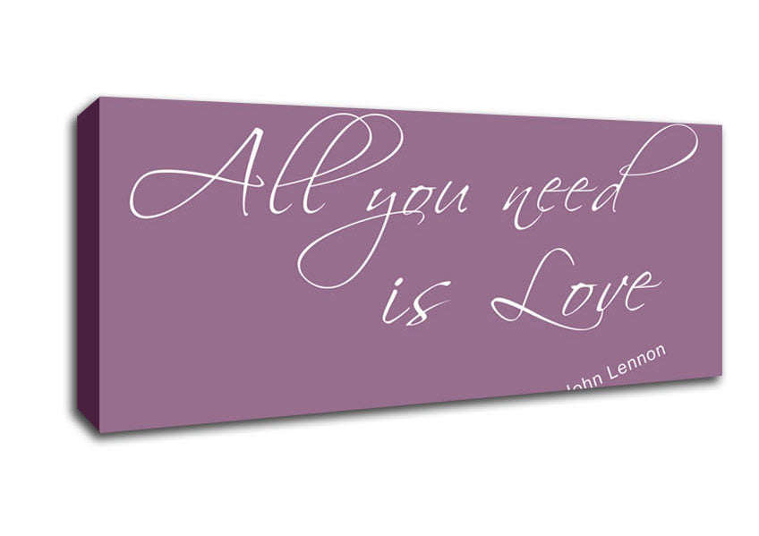 Picture of Music Quote All You Need Is Love 2 Dusty Pink Panoramic Canvas Wall Art