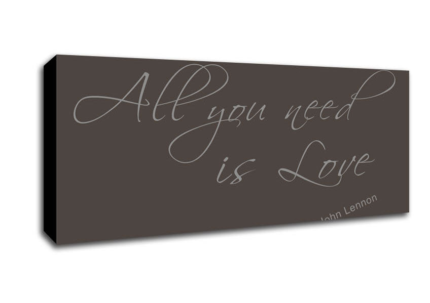 Picture of Music Quote All You Need Is Love 2 Chocolate Panoramic Canvas Wall Art