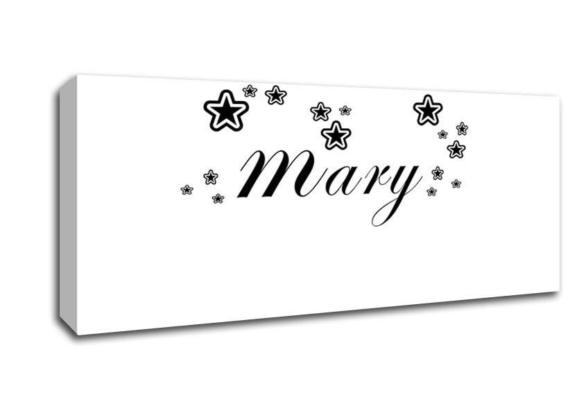Picture of Your Name In Stars White Panoramic Canvas Wall Art