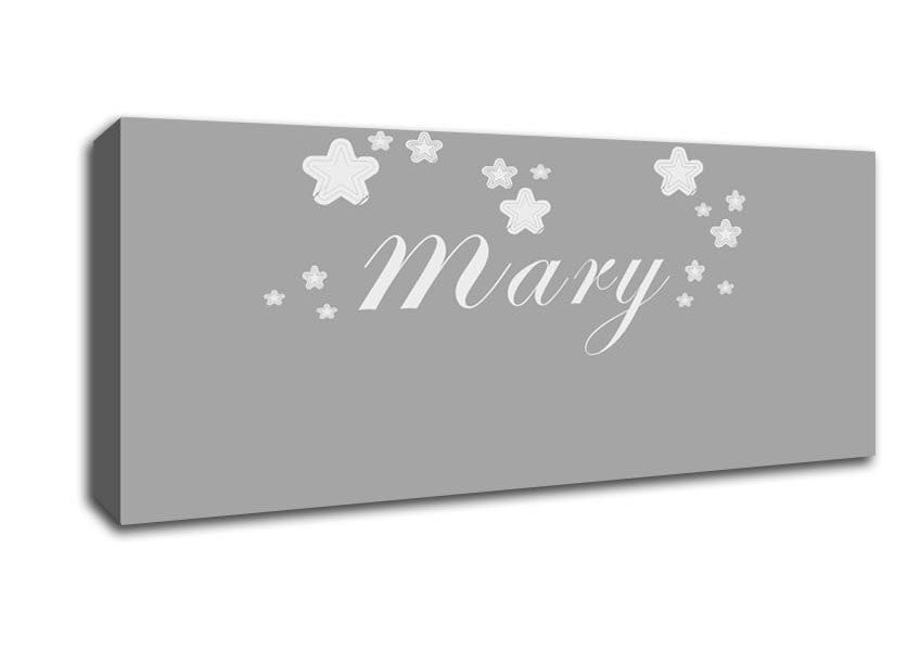 Picture of Your Name In Stars Grey White Panoramic Canvas Wall Art