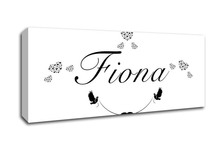 Picture of Your Name In Hearts White Panoramic Canvas Wall Art