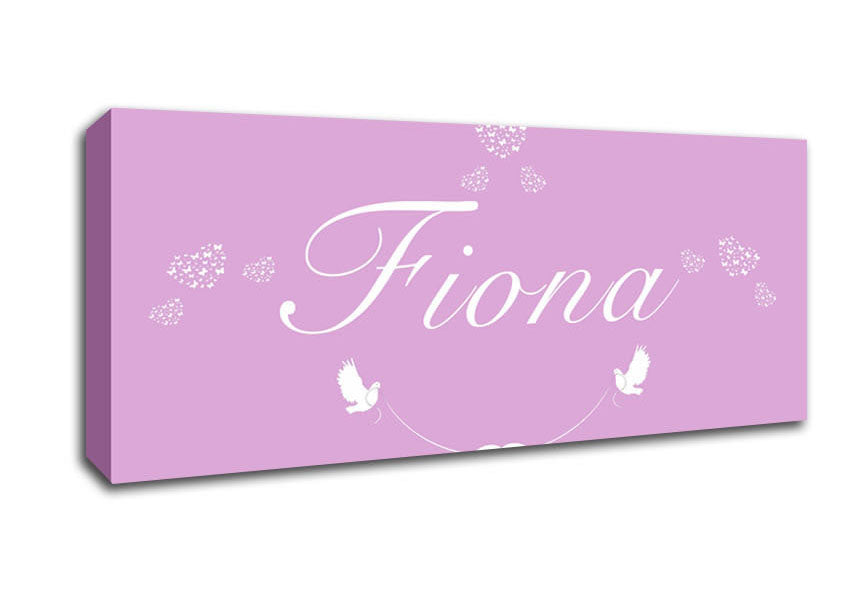 Picture of Your Name In Hearts Pink Panoramic Canvas Wall Art